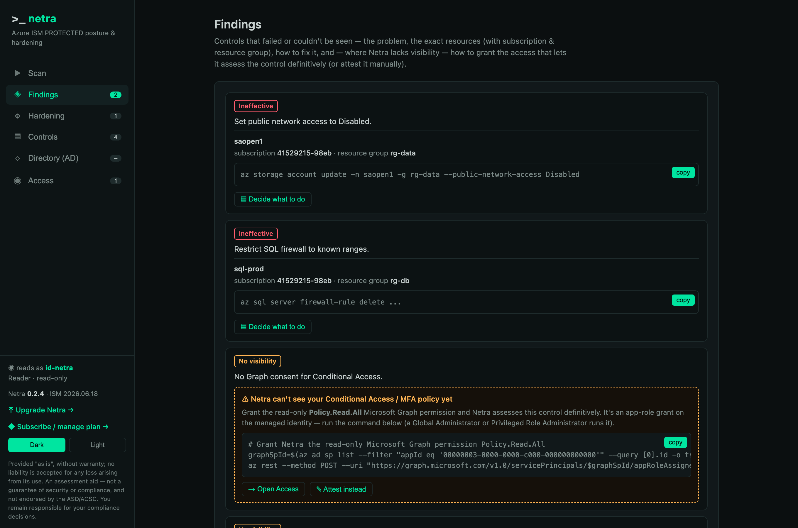 Netra findings with gain-visibility help